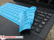 The keyboard skin fits snugly over all keys and reduces clatter