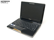 The chic Toshiba Satellite T110-10R in the frontal view,...