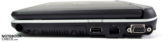 Right: Pen storage slot, USB 2.0, LAN, VGA