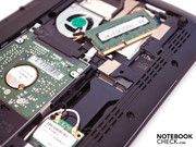 An unoccupied Mini PCI Express slot is found beside the RAM and hard disk.
