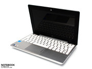 The Asus Eee PC 1018P is in an aluminum case.