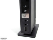 The front offers one USB 2.0 port, display switch and audio in/out.
