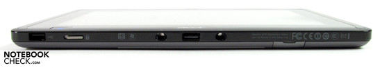 Front: USB, display latch, USB, SIM