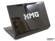 an elegant pin-striped pattern and the XMG logo
