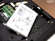 The installed 2.5 inch hard disk (9 millimeters) comes from Samsung and