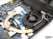 The most important components are cooled by a copper heatpipe.