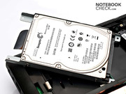 The hard drive can easily be swapped out.