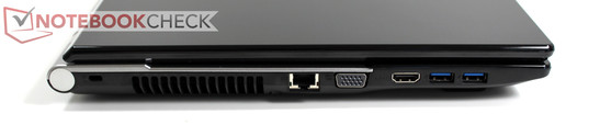 Left: Kensington, LAN, VGA, 2x USB 3.0