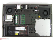 To reach components the base plate has to be removed.