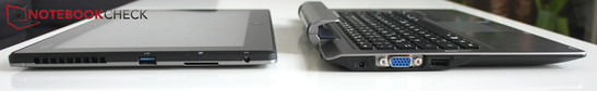 Left side: 2 AC jacks, SD card reader, USB 3.0, VGA, USB 2.0