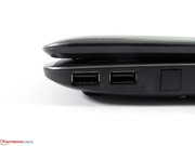 Three USB 2.0 ports are available and the one on the left also includes a charging function when the laptop is off.