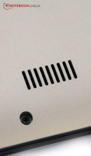 The speakers are on the underside but sound OK.