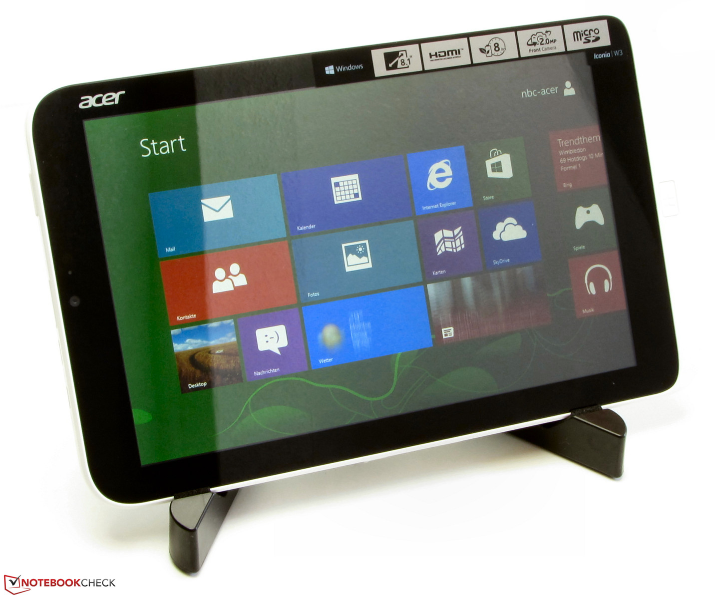 Review Acer Iconia W3-810-27602G03nsw Tablet - NotebookCheck.net