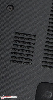 The speakers are on the laptop's underside.