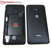 Inside the Ascend G510, the SIM card slot and micro SD card slot and...