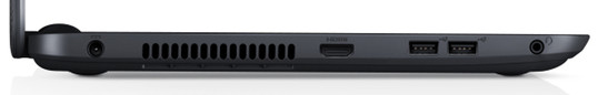 Left: power outlet, HDMI, 2x USB 2.0, audio combo (Image: Dell)