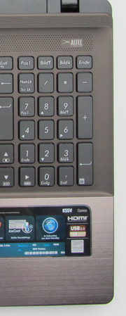 The notebook features a full numeric keypad