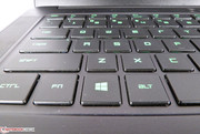 Normal sized keys with green background illumination