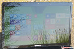 The EasyNote outdoors.