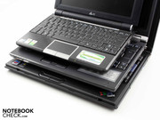If you're looking for a handy mini, but abstain from weak netbooks (above), you're on the right track with the 12.1 inch LG S219 (center). The notebook below is a 14 inch ThinkPad