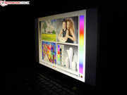 Quite the contrary is true. The TN screen features a high contrast and good brightness...