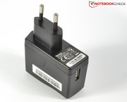 The modular power adapter has been made by a third party, supplying not quite enough power (5 V / 1.5 A).