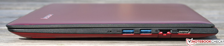 Right: "Novo" button, 2 x USB 3.0, Gigabit Ethernet, HDMI