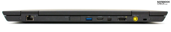 Rear: RJ-45, UMTS, USB 3.0, HDMI, Mini-DisplayPort, eSATA / USB 2.0, Power, Kensington Lock