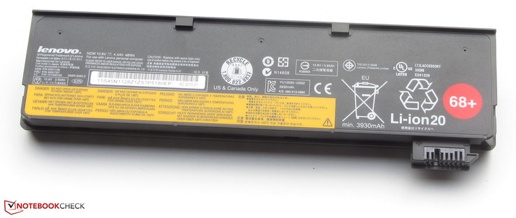 The battery has a capacity of 48 Wh.