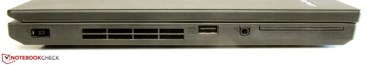 Left side: power jack, USB 3.0, audio combo-jack