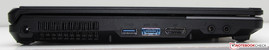 Left side: power jack, USB 3.0, USB 3.0 /eSATA combo port, Displayport, microphone, headphone jack