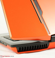 Glossy orange outer lid with dark orange LEDs