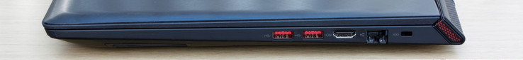 Right: 2x USB 3.0, HDMI-out, Gigabit Ethernet, Kensington Lock