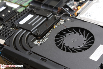 The heat pipes for the GPU are slightly thicker than those for the CPU