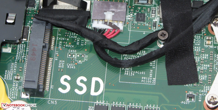 An mSATA SSD can be installed.