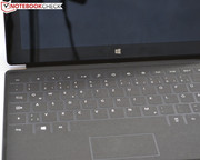 There is no border between the touchpad and the space key which clearly distinguishes the one from the other.