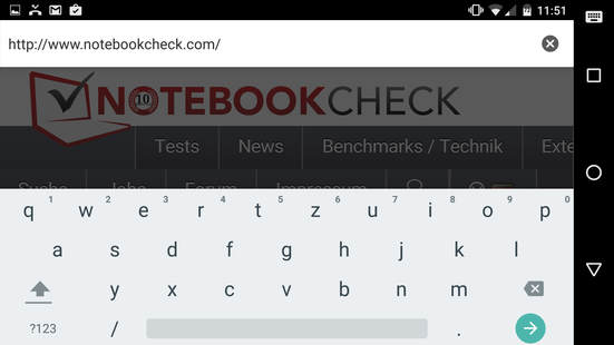 Keyboard: landscape mode