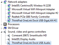 The two main OneLink entries in Device Manager