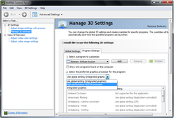 The user can define the preferred graphic card manually in the driver profile (and thus overwrite the standard).