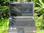 The Toshiba notebook outdoors