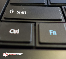 The Shift key does not sit flush with the other keys.