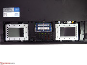 Two drive slots for 2.5-inch hard disks allow a very large storage capacity in our test device. A combination including an SSD is possible by retrofitting.