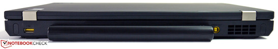Rear side: powered USB 2.0, 94-Wh battery, AC jack