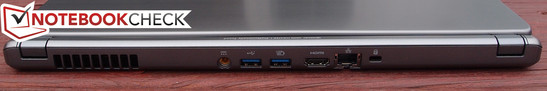 Rear: Charging port, USB 3.0, USB 3.0 always-on, HDMI, Gigabit Ethernet, Kensington Lock