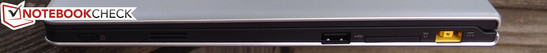 Right: Screen lock, USB 2.0, SD/MMC Card reader, Charging port