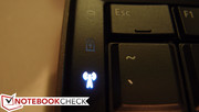 The indicator lights near the keyboard