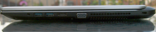 Right: audio, USB 3.0, HDMI, VGA, fan, Kensington lock