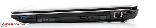 Right: 1 USB 2.0, optical drive, Ethernet, Kensington