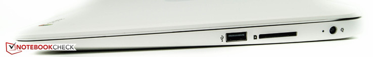 Right: USB 2.0, SD-card slot, power socket