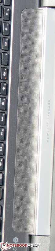 The speakers are located above the keyboard.